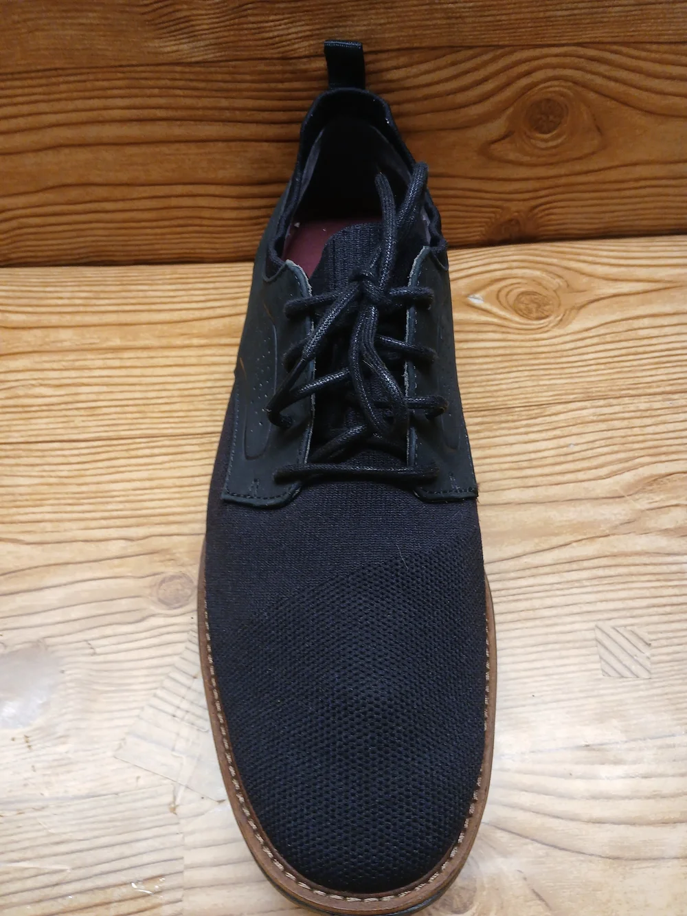 Mark Nason Men's Black Knit Lace-Up Oxfords with Brown Trim